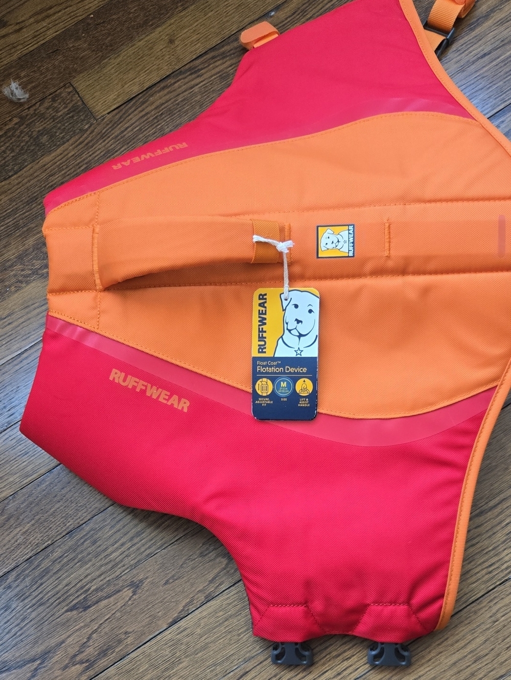 Ruffwear Two-Tone Dog Life Jacket in Orange & Red Medium